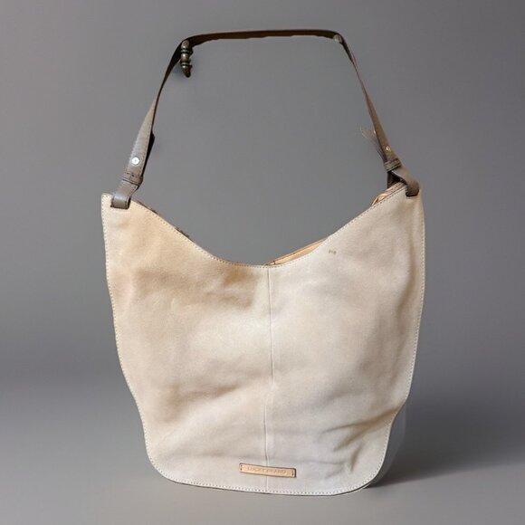 Lucky Brand ForaHo Hobo Bag in Dusty Sand Suede Macadamia Leather Mushroom Tan - Picture 1 of 16
